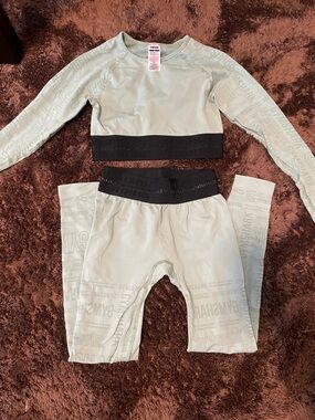 Gymshark Sage Green Legging Set with Black Waistband